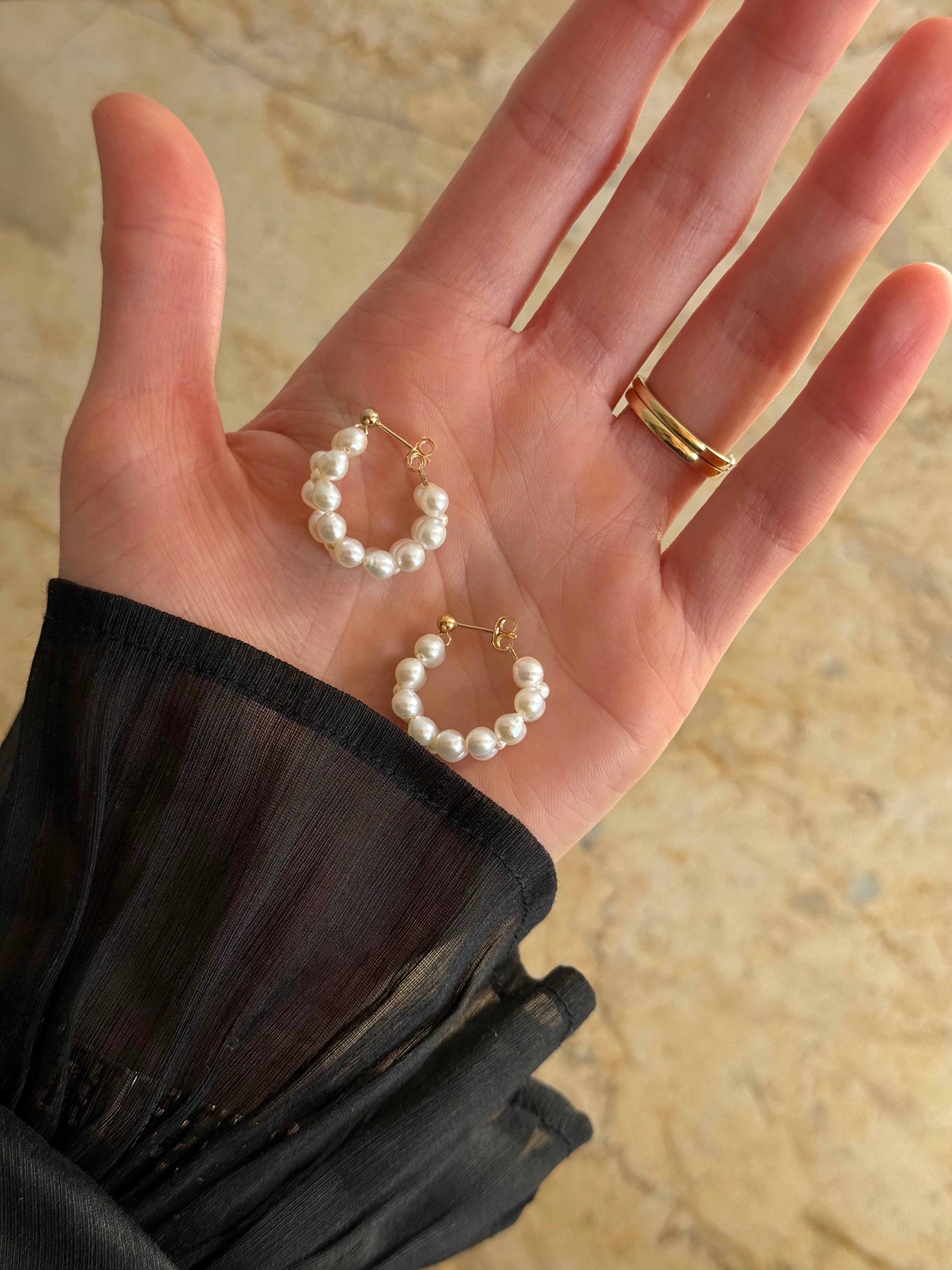 Seed Pearl Hoop Earrings · 14k Gold Filled · Freshwater Pearls