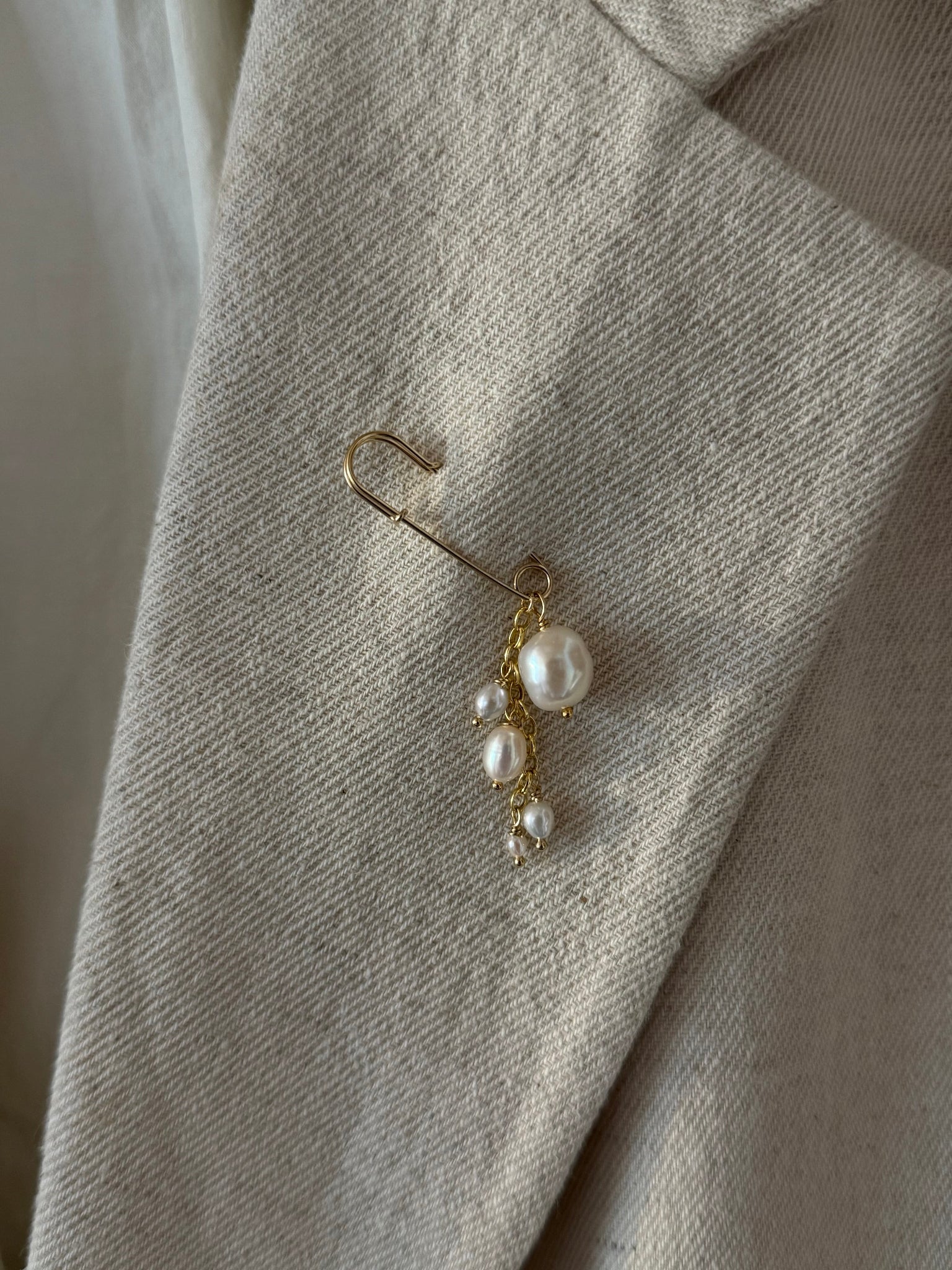 Gold filled pearl brooch handmade in Wellington