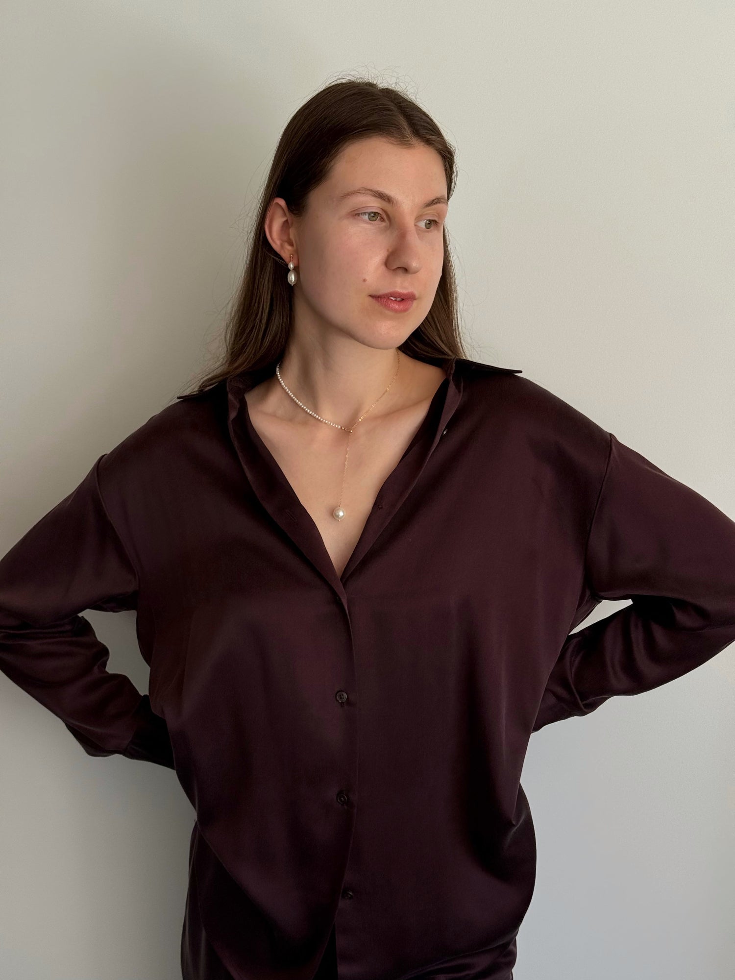 Freshwater seed pearl necklace with gold-filled chain