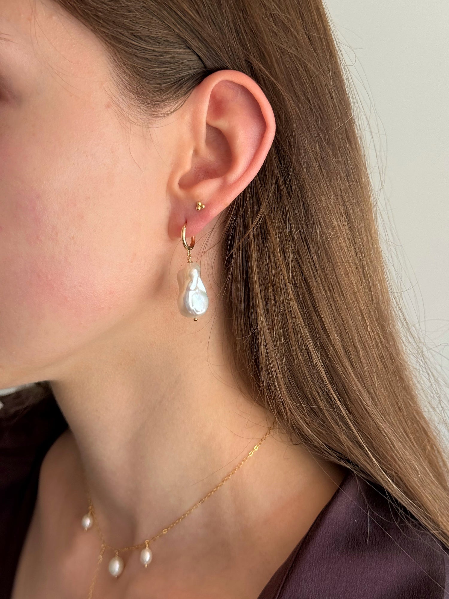 Baroque pearl drop earrings with 14k gold-filled hooks