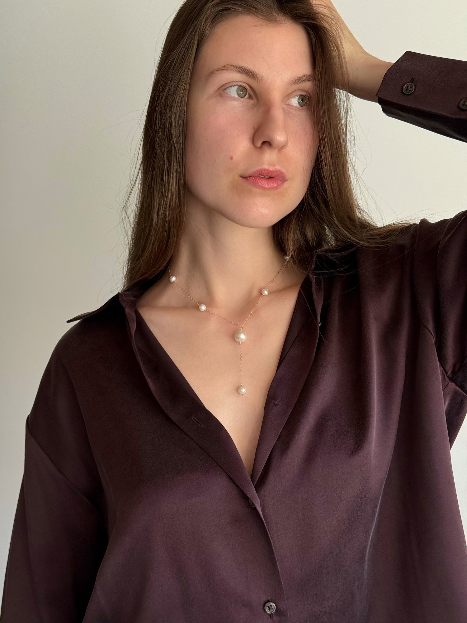 Freshwater pearl accents and central Edison pearl on gold-filled necklace