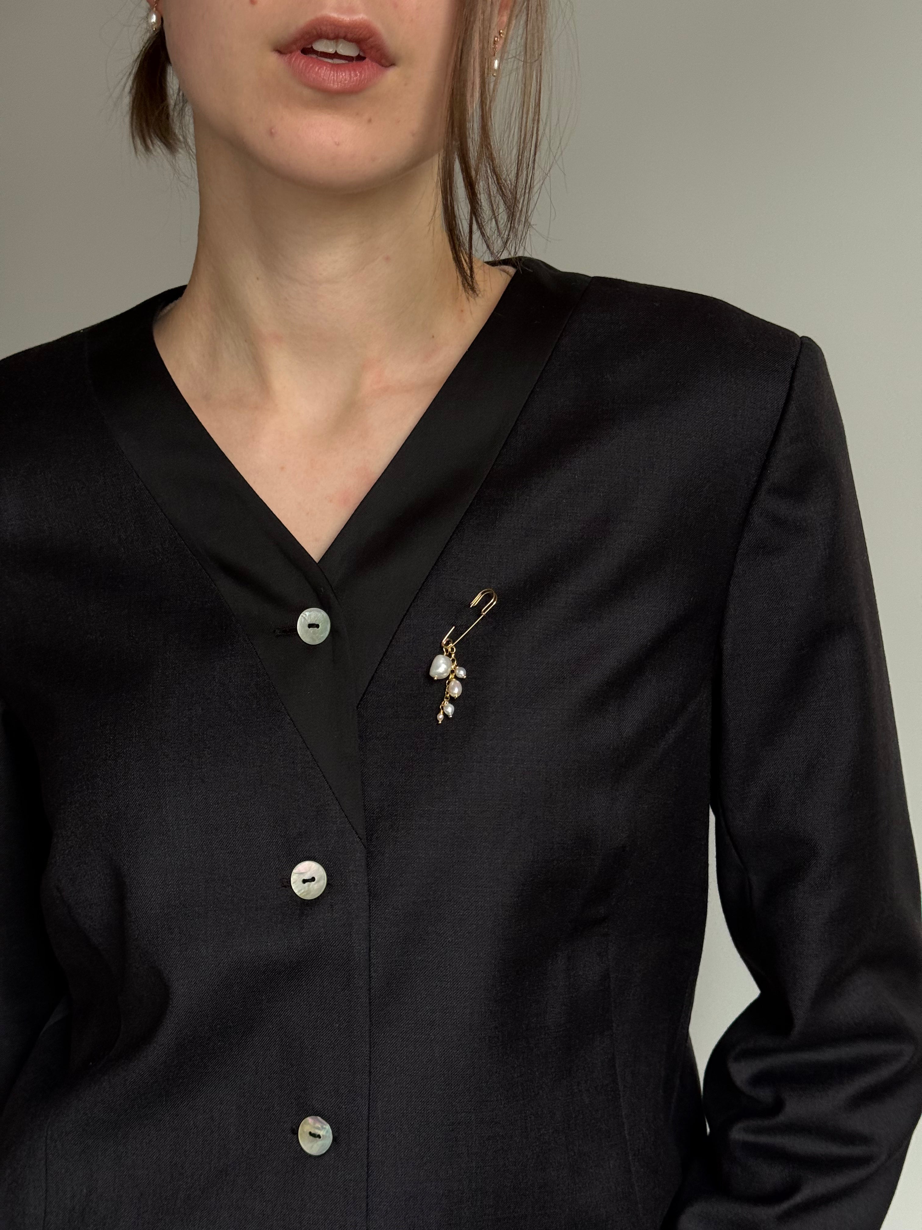Baroque Pearl Safety Pin Brooch · 14k Gold Filled ·  Freshwater Pearls