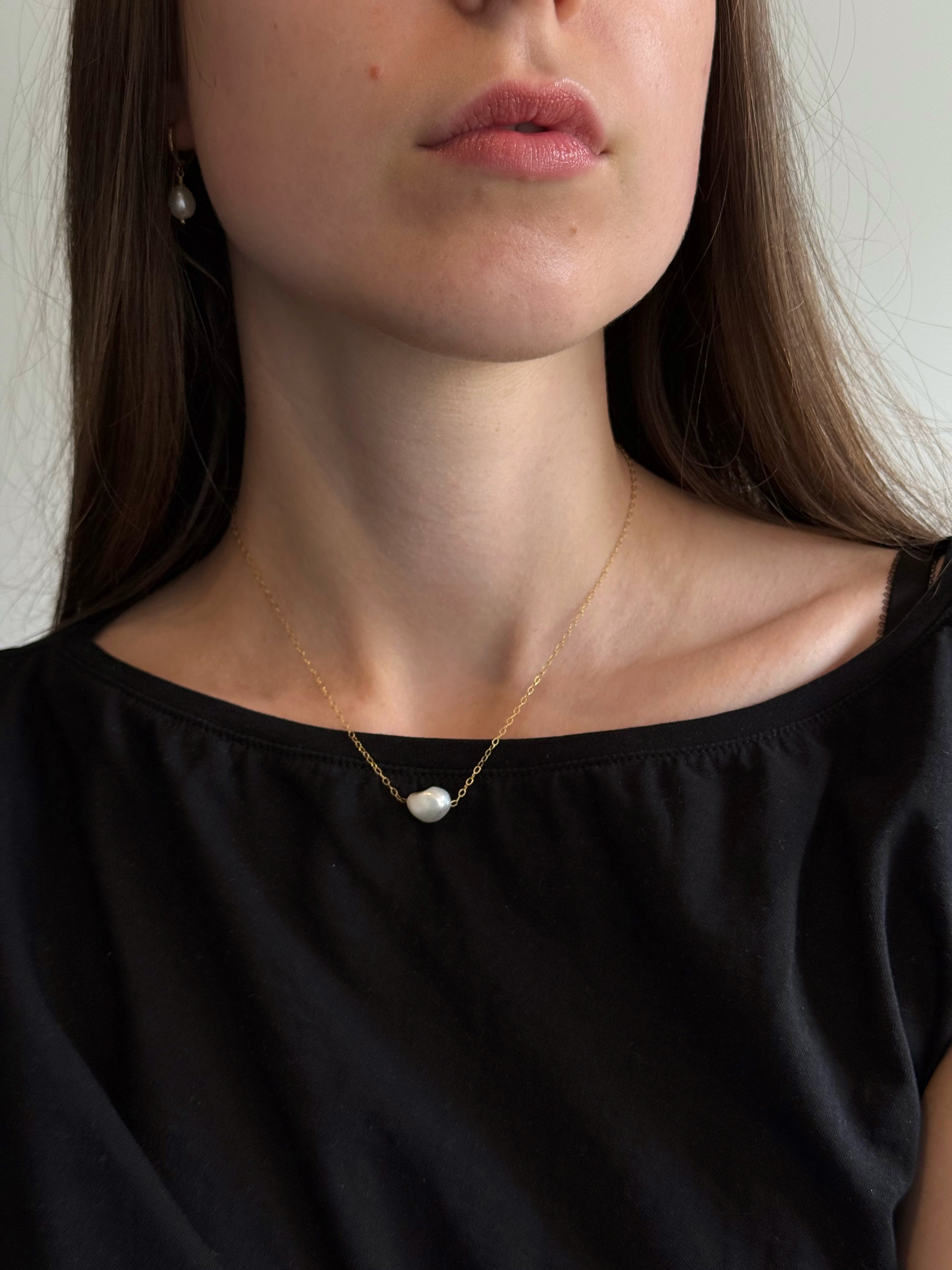 NUGGET PEARL NECKLACE · 14K GOLD-FILLED · FRESHWATER PEARL